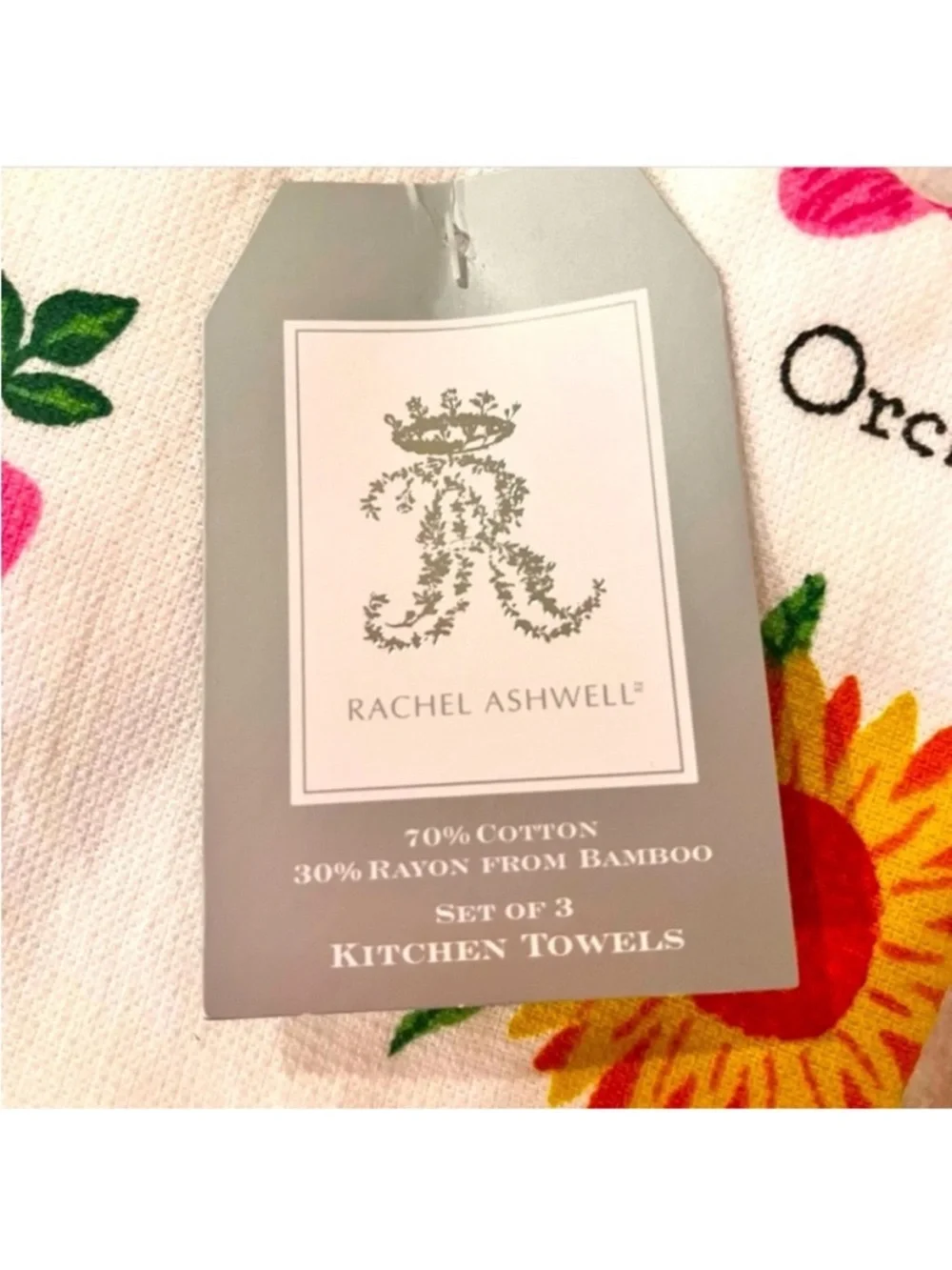 🆕- Rachel Ashwell Set/3 Floral Kitchen Towels Pink Rose & Sunflower